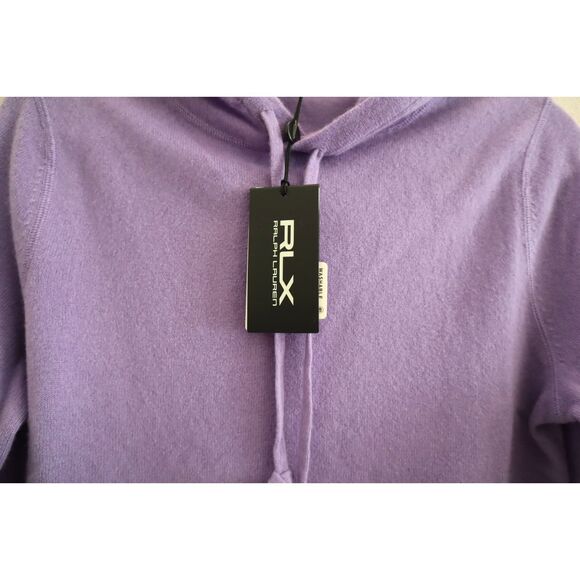 RLX Ralph Lauren Women’s Sz M Purple Washable Cashmere Hooded Sweater - Picture 4 of 9